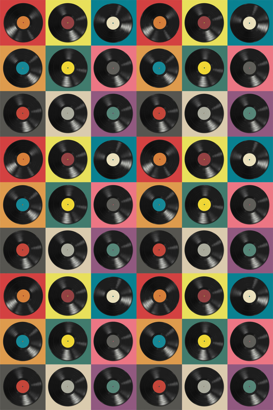 Wall murals Pattern of black vinyl records - Image 2