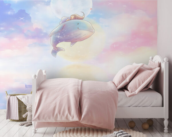 Cartoon of a girl riding a whale Cartoon of a girl riding a whale