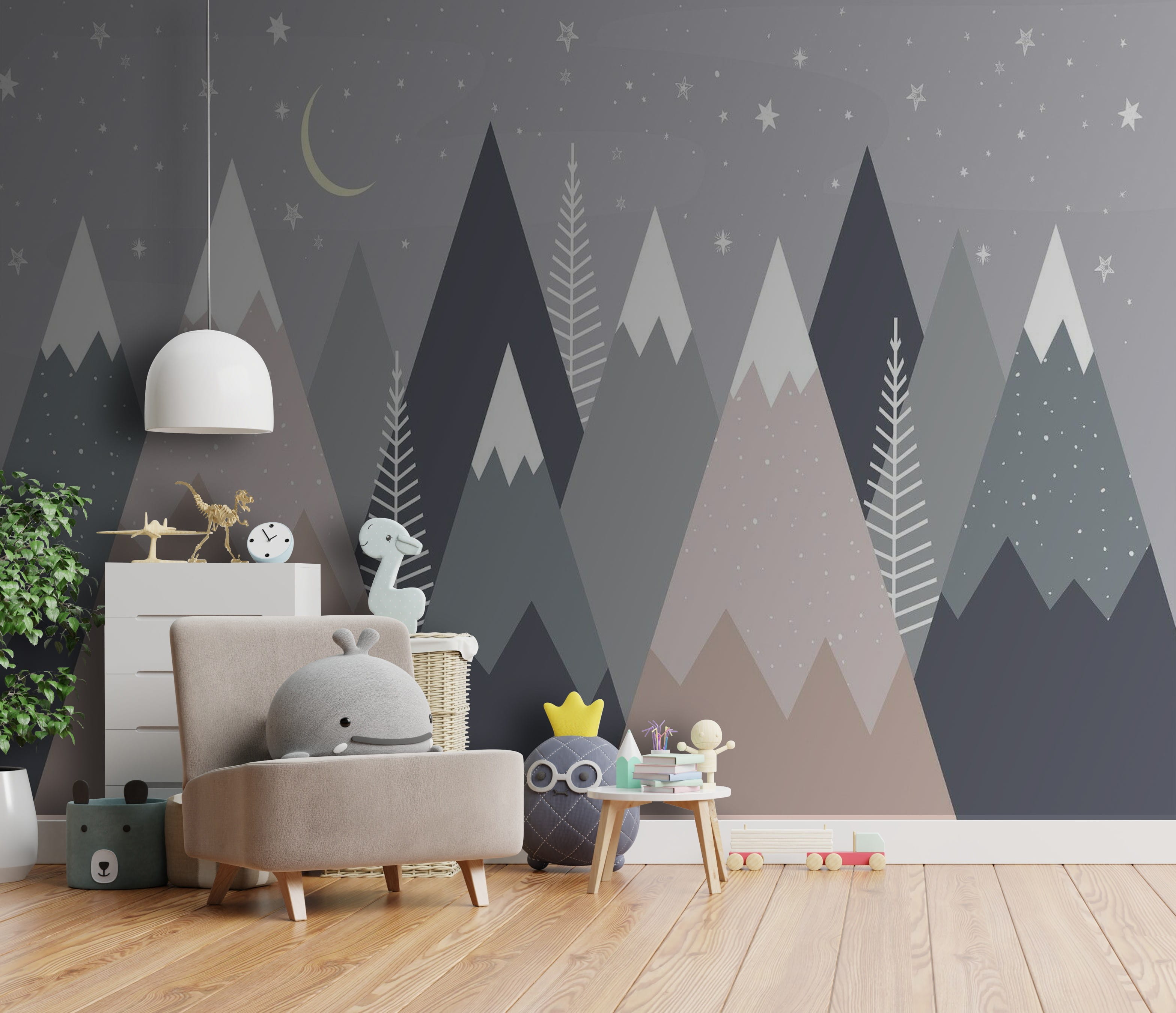 u51255pir1m - Mountain range with trees and stars - tegory