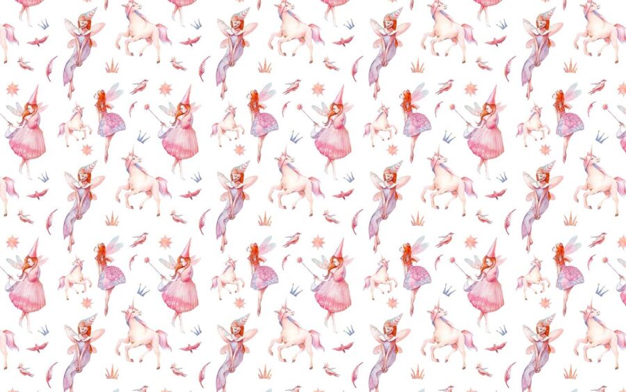 Pattern of fairies and unicorns