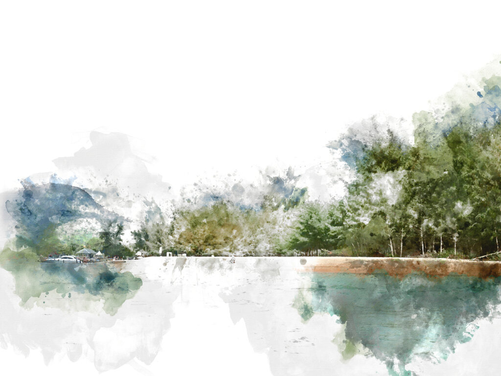 Watercolor of a lake with trees and mountains in the background u51105p 1024x769 - Watercolor of a lake with trees and mountains in the background - tegory