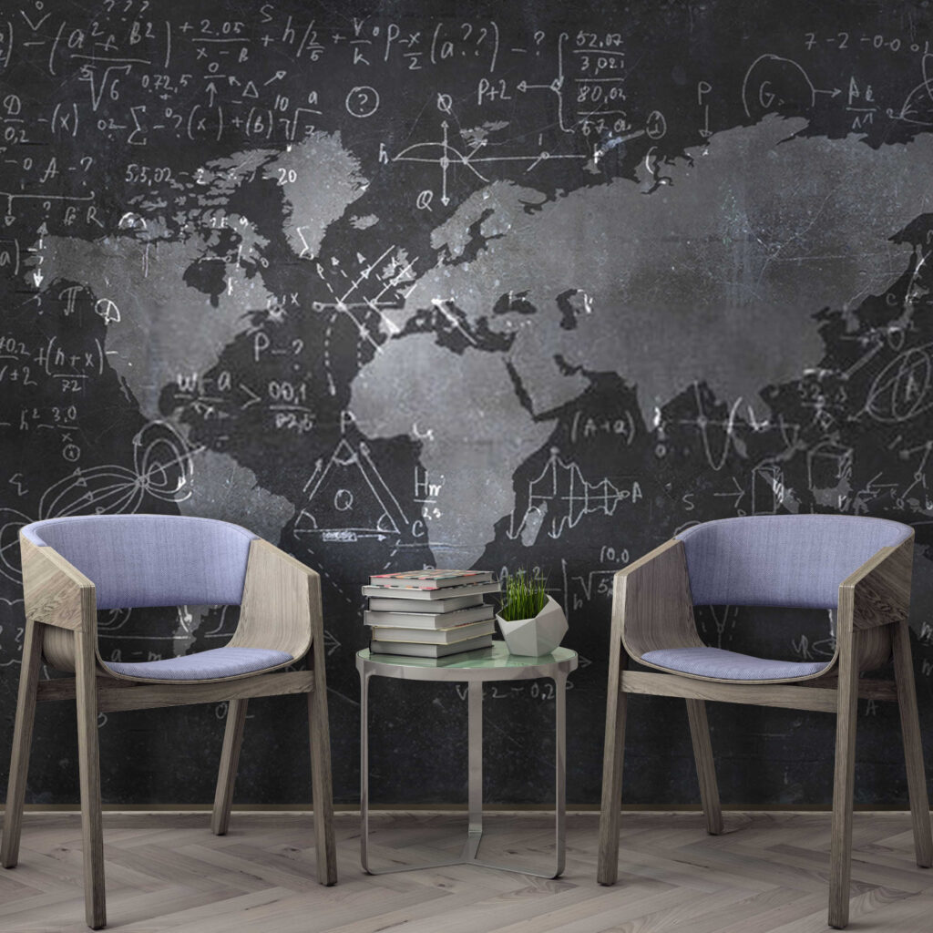 Chalkboard with a map and math equations u50408piw1m 1024x1024 - Chalkboard with a map and math equations - tegory