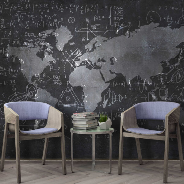 Chalkboard with a map and math equations u50408piw1m 600x600 - Chalkboard with a map and math equations - tegory