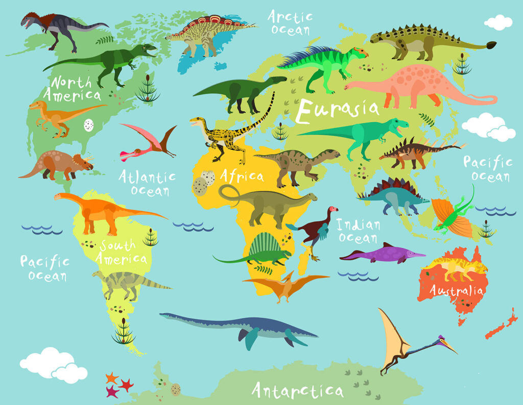 Map of dinosaurs with white text u50382p 1024x794 - Map of dinosaurs with white text - tegory