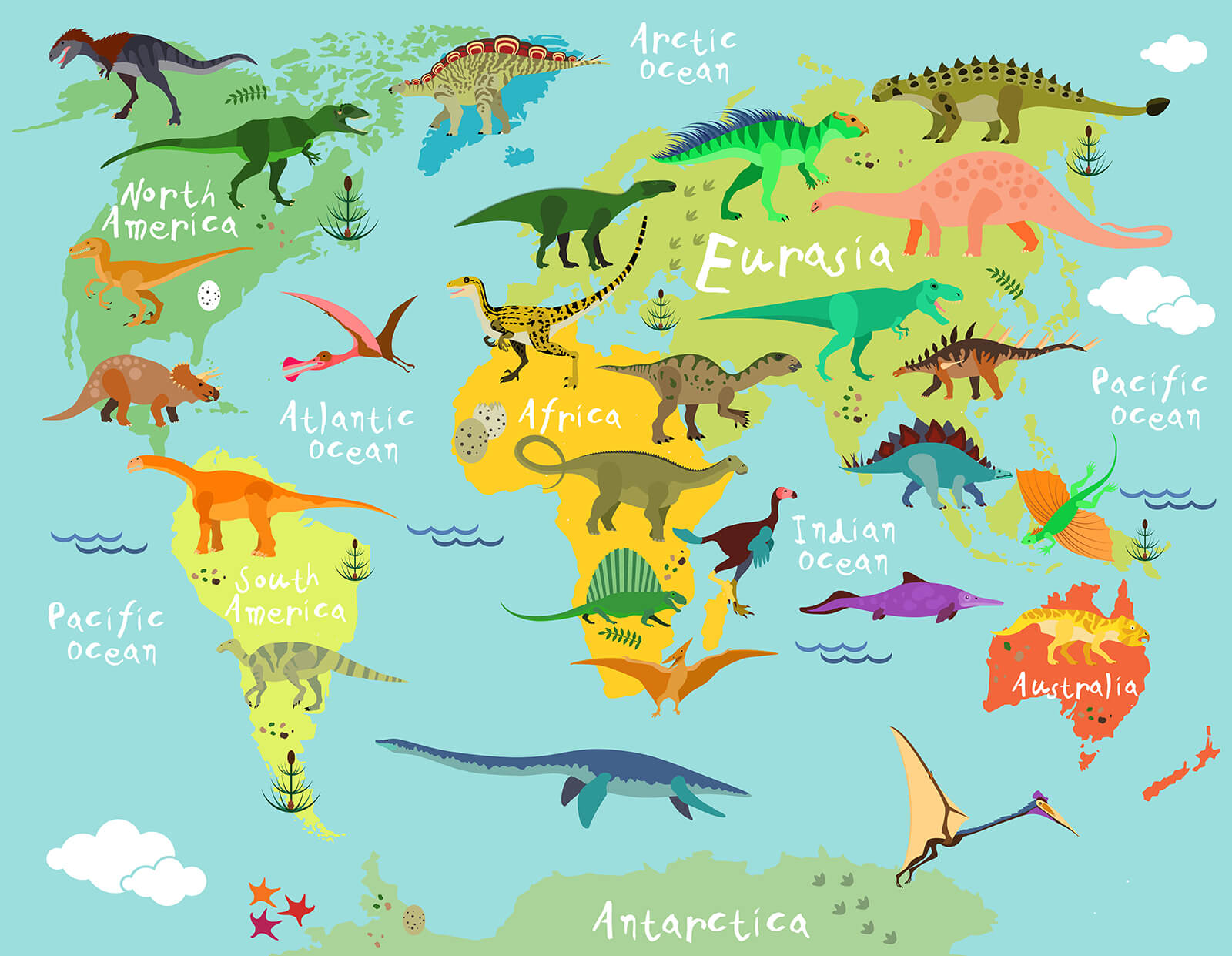 Map of dinosaurs with white text u50382p - Map of dinosaurs with white text - tegory