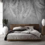Wall murals White leaves on a gray background