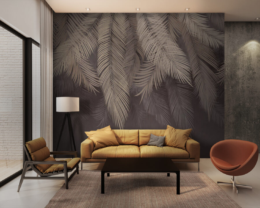 Wall murals Elegant leaves on a subtle backdrop. - Image 4