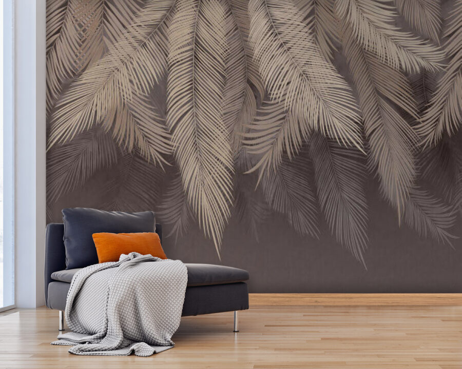 Wall murals Elegant leaves on a subtle backdrop.