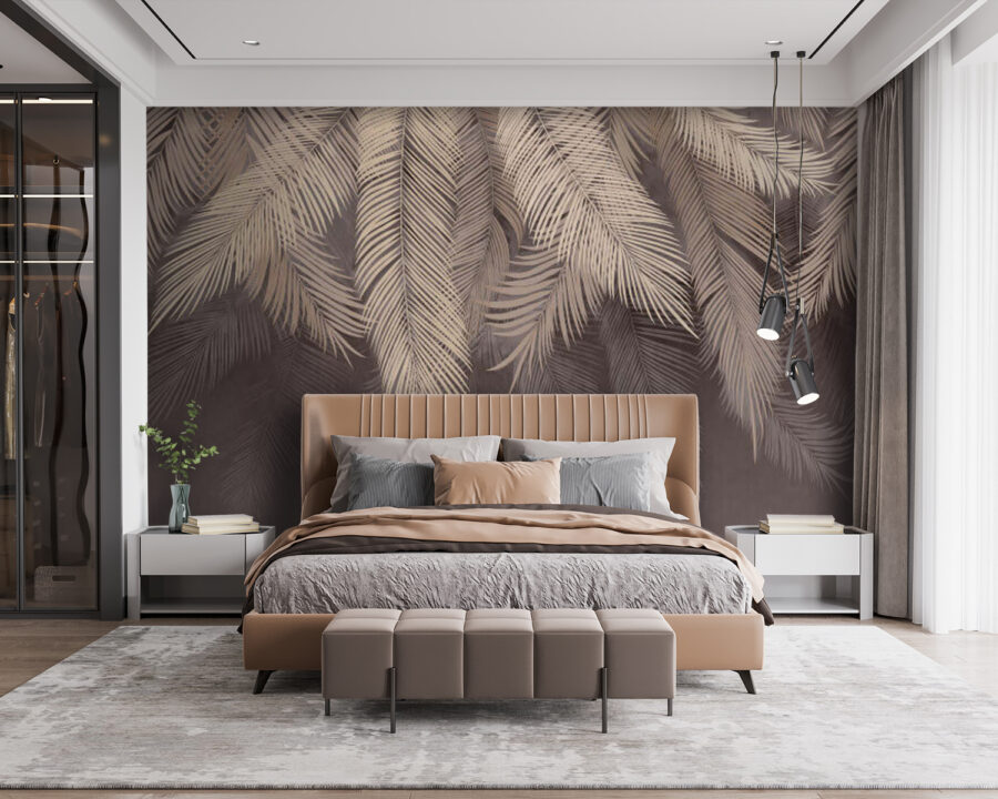 Wall murals Elegant leaves on a subtle backdrop. - Image 2