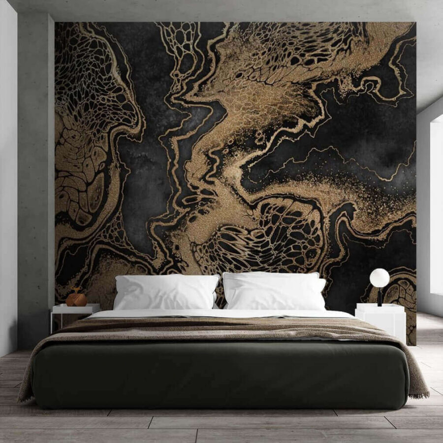 Black and gold marbled surface