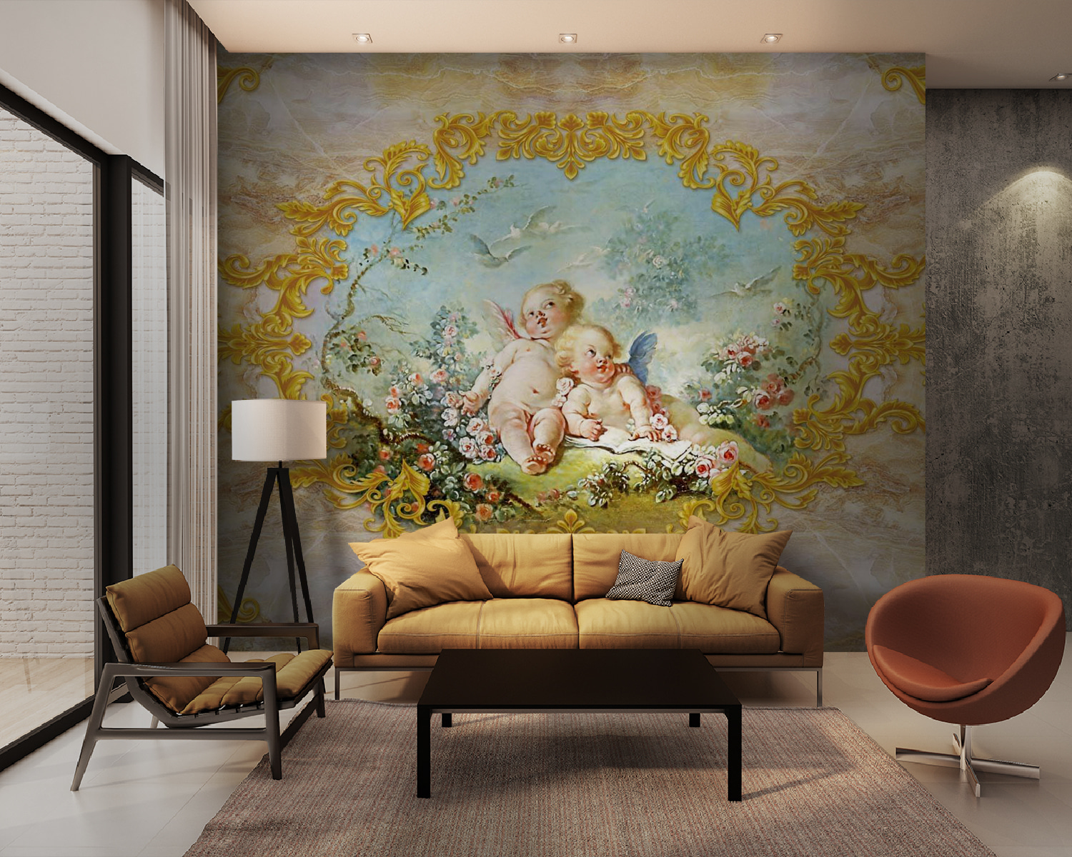 u47826pig28m - Painting of angels and flowers - tegory