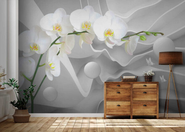 White orchids and white balls White orchids and white balls