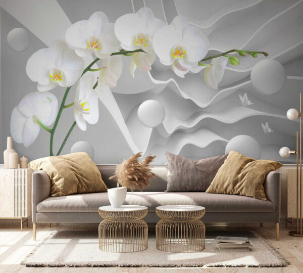 White orchids and white balls White orchids and white balls