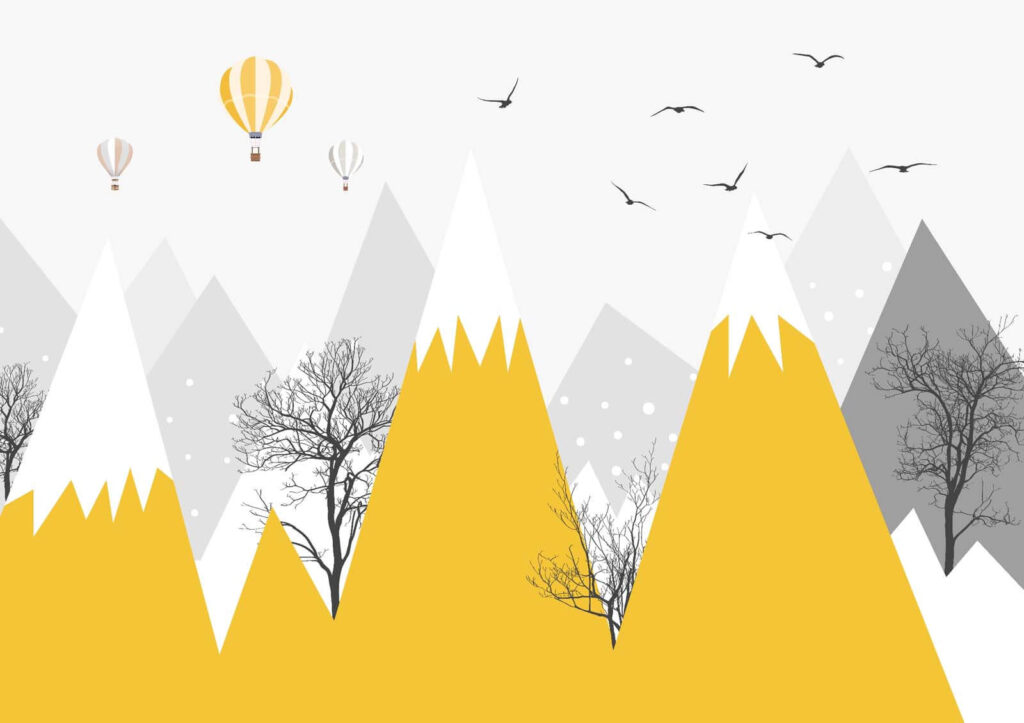 Yellow mountains with trees and birds u47807p 1024x723 - Yellow mountains with trees and birds - tegory