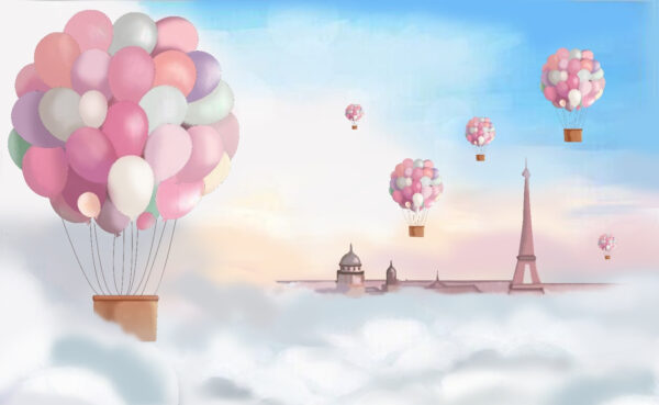 Group of balloons floating in the sky Group of balloons floating in the sky