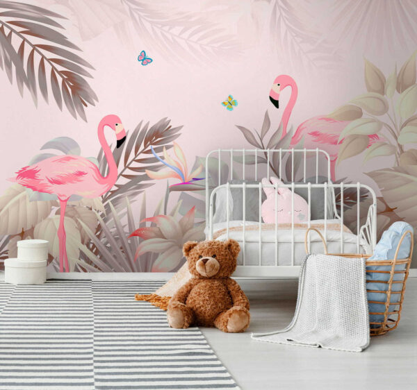 Pink flamingos and flowers Pink flamingos and flowers