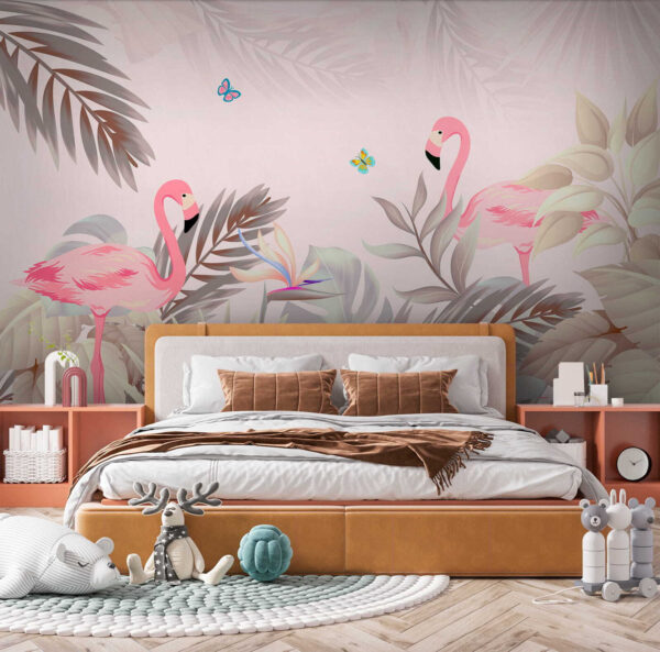 Pink flamingos and flowers Pink flamingos and flowers