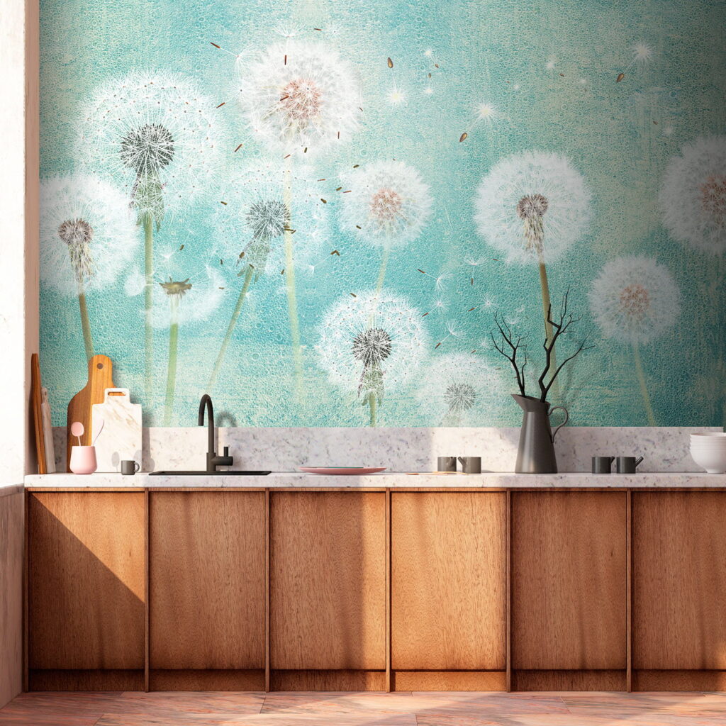 Group of dandelions in the air Group of dandelions in the air