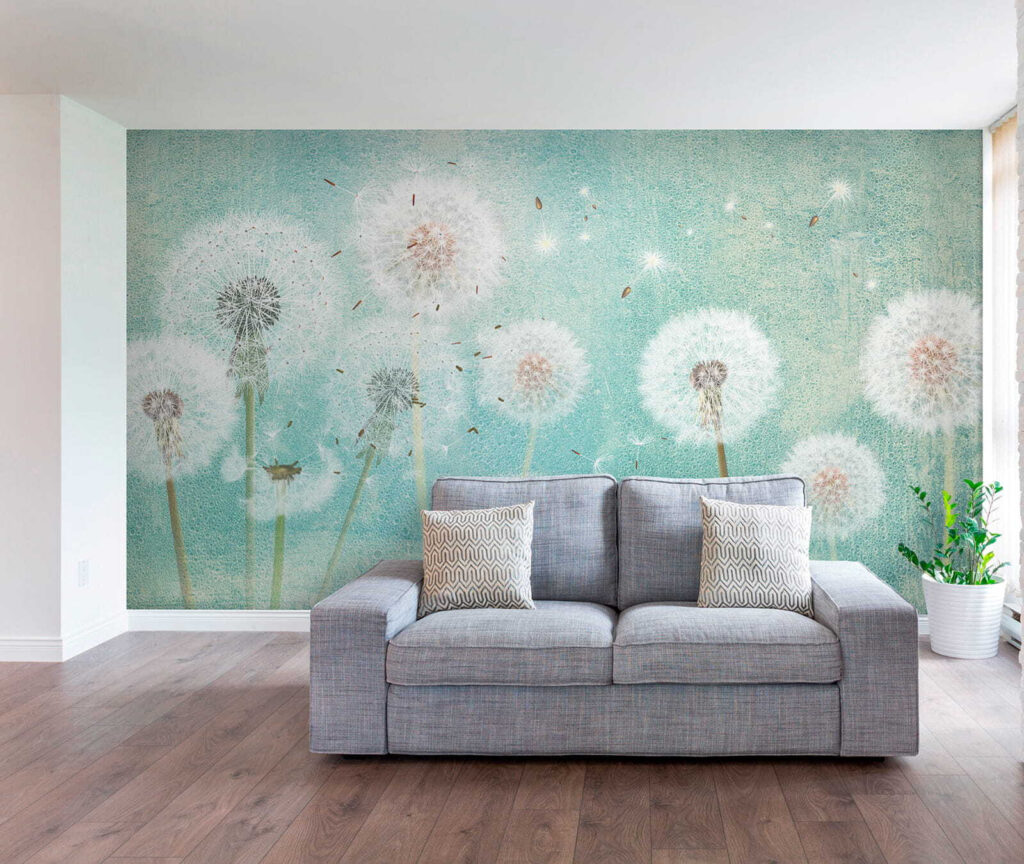 Group of dandelions in the air Group of dandelions in the air