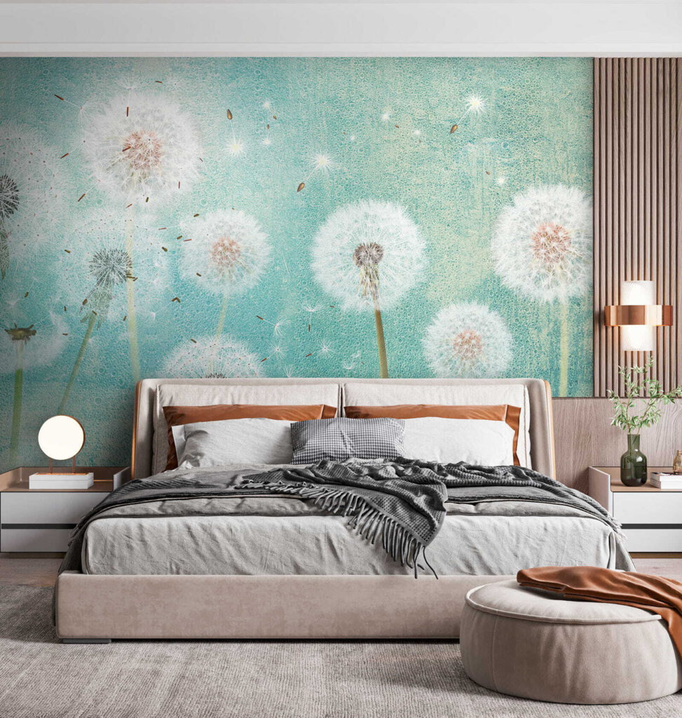 Group of dandelions in the air Group of dandelions in the air