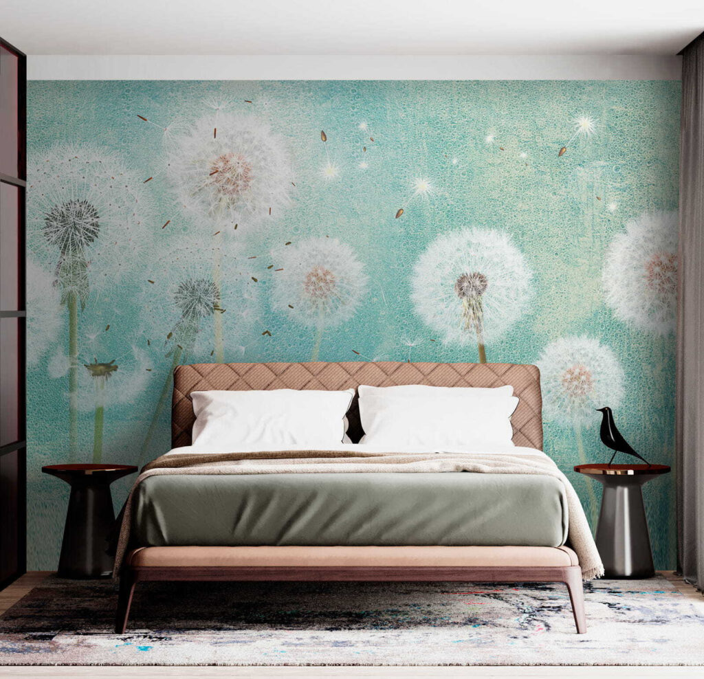 Group of dandelions in the air Group of dandelions in the air