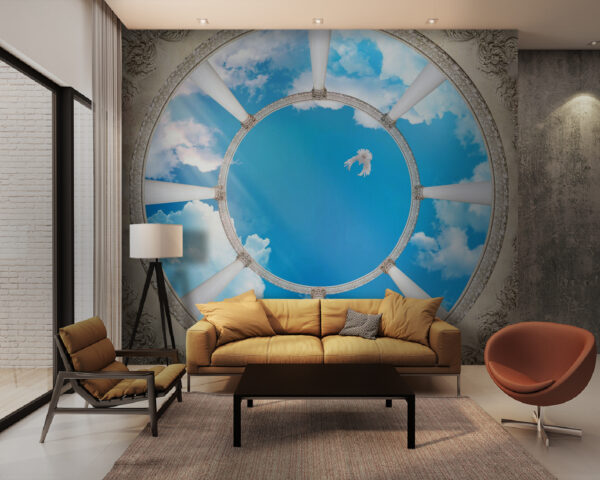 Circular ceiling with columns and a bird flying through the sky u44916pig28 600x480 - Circular ceiling with columns and a bird flying through the sky - tegory