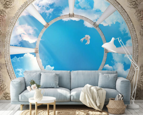 Circular ceiling with columns and a bird flying through the sky u44916pig14m 600x480 - Circular ceiling with columns and a bird flying through the sky - tegory