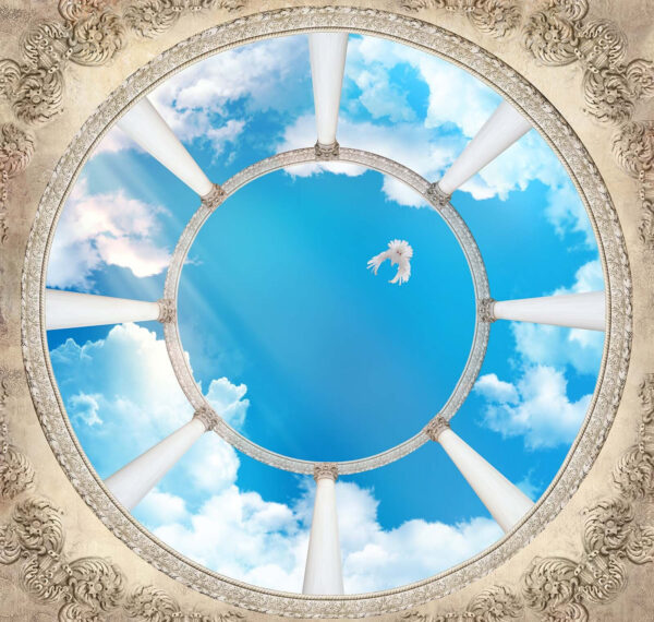 Circular ceiling with columns and a bird flying through the sky u44916p 600x570 - Circular ceiling with columns and a bird flying through the sky - tegory