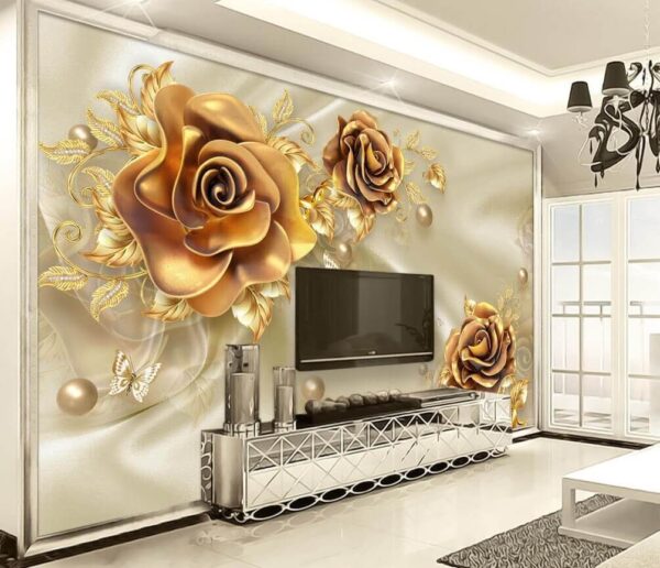 Wall murals Elegant roses with delicate butterflies Wall murals Elegant roses with delicate butterflies