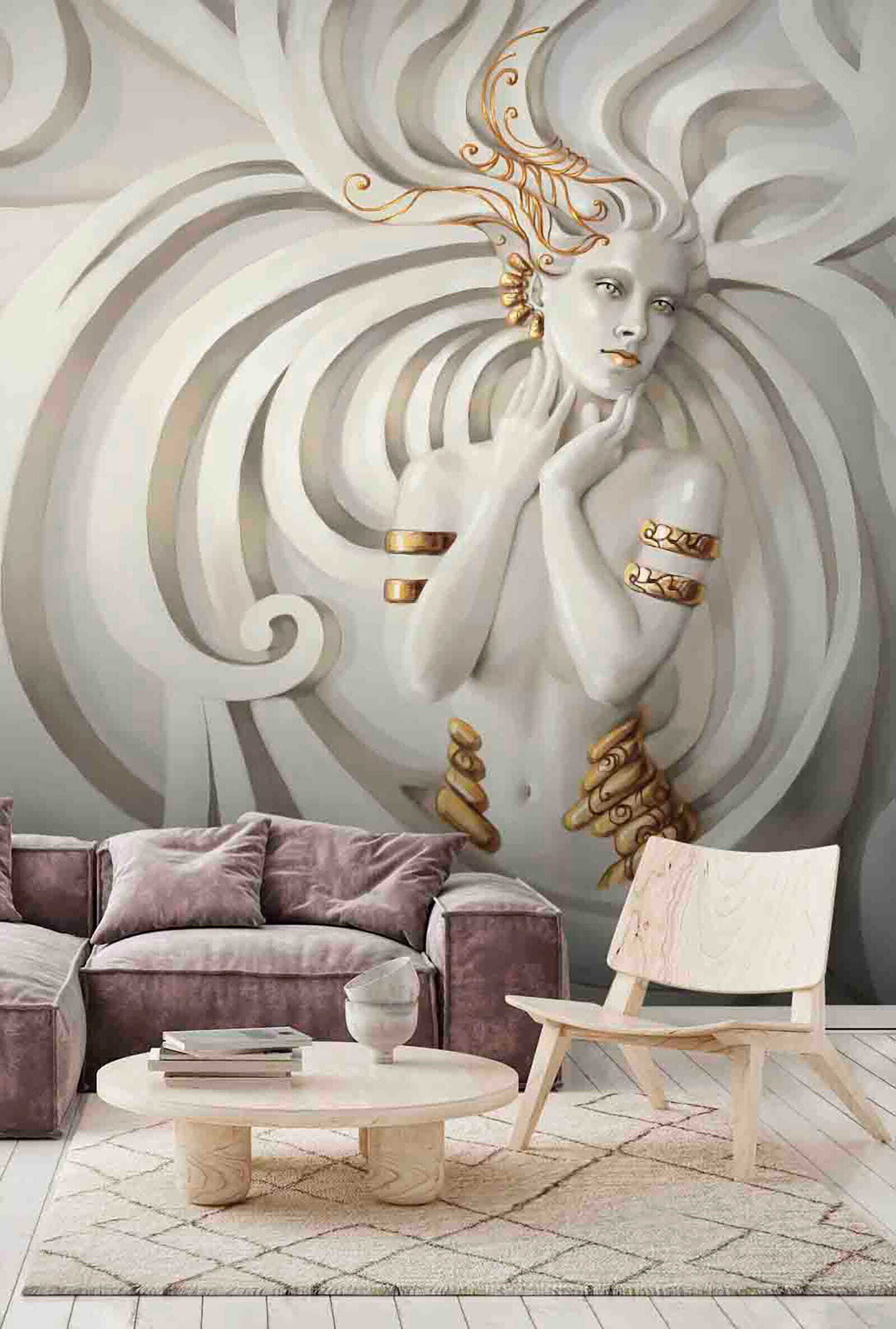 wall murals swirling elegance in mythical embrace : u44157