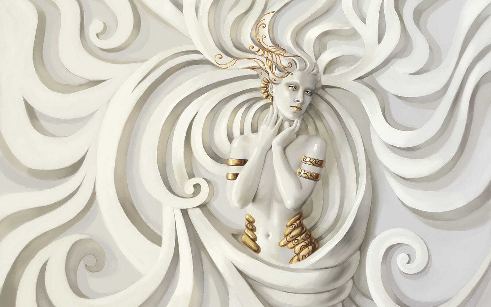 Swirling Elegance in Mythical Embrace Swirling Elegance in Mythical Embrace