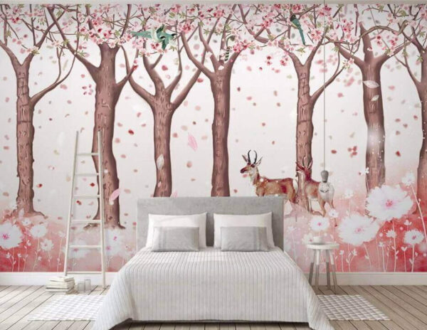 Group of trees with flowers and birds u44137pib1m 600x464 - Group of trees with flowers and birds - tegory