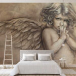 Wall murals Painting of a baby angel