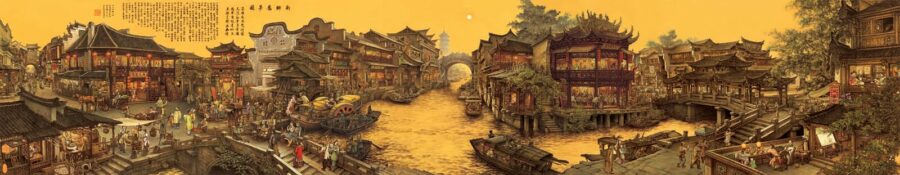 Wall murals River with boats in a city - Image 2