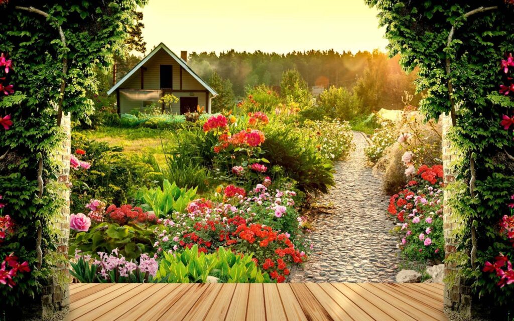 Garden with flowers and a house u42243p 1024x640 - Garden with flowers and a house - tegory