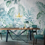 Wall murals Wallpaper with leaves