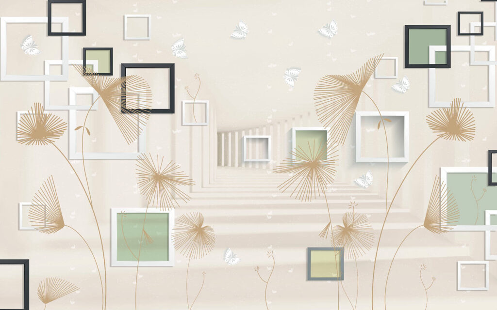 Wallpaper with white and brown flowers and butterflies u40860p 1024x640 - Wallpaper with white and brown flowers and butterflies - tegory