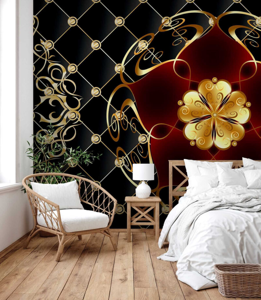 Elegant floral design on black background u40780pib1 900x1036 - Elegant floral design on black background - tegory