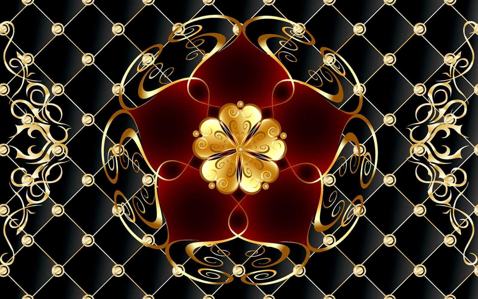 Elegant floral design on black background u40780p - Elegant floral design on black background - tegory