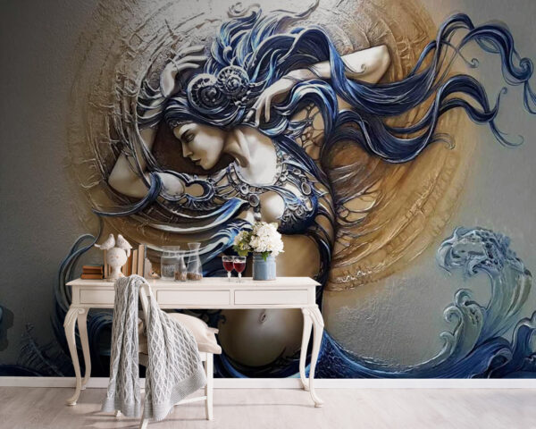 Painting of a woman with long hair Painting of a woman with long hair