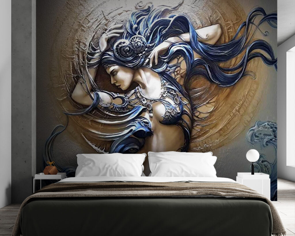 Painting of a woman with long hair Painting of a woman with long hair