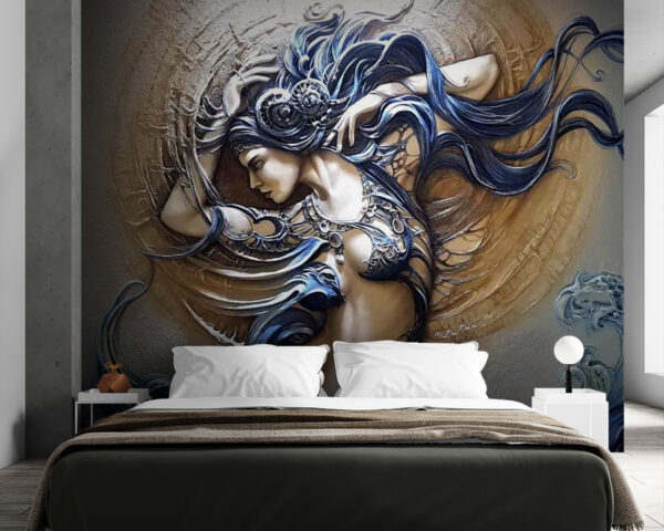 Painting of a woman with long hair Painting of a woman with long hair