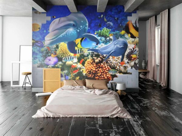 Mural of a fish and dolphins u40459pib4 600x450 - Mural of a fish and dolphins - tegory