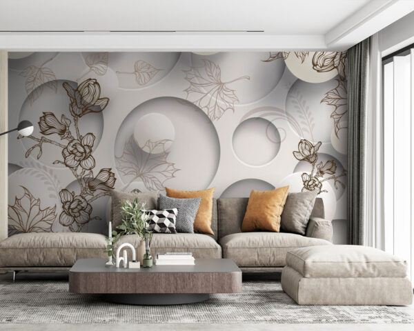 Wallpaper with circles and flowers u40267pig63m 600x480 - Wallpaper with circles and flowers - tegory