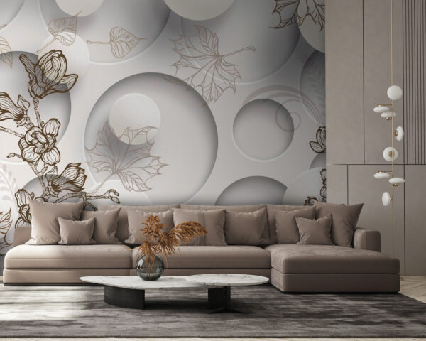 Wallpaper with circles and flowers u40267pig58 600x480 - Wallpaper with circles and flowers - tegory