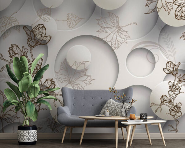 Wallpaper with circles and flowers u40267pig4 600x480 - Wallpaper with circles and flowers - tegory