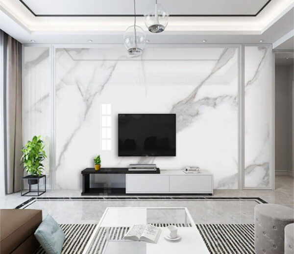 Wall murals White marble surface with black veins