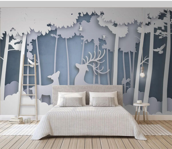 Paper cut out of a deer in a forest