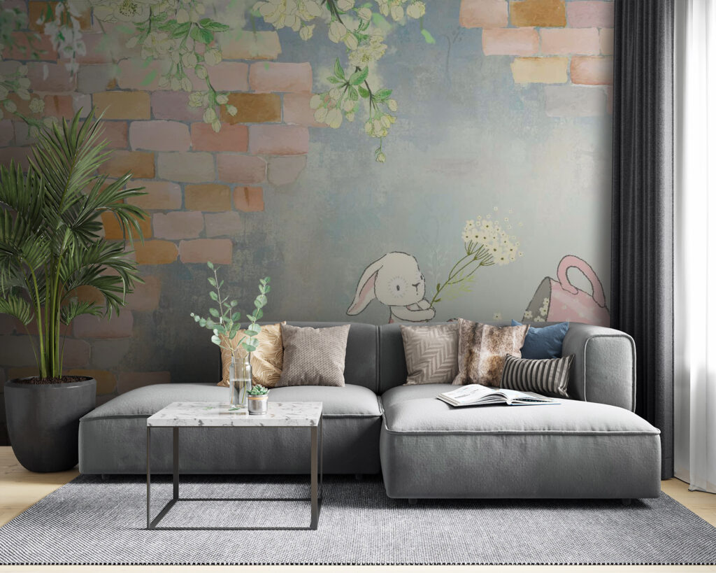 Cartoon rabbit and a house with flowers u38904pig53 1024x819 - Cartoon rabbit and a house with flowers - tegory
