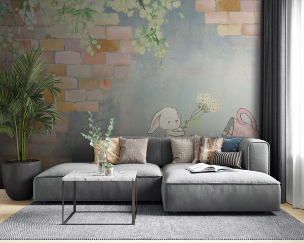 Cartoon rabbit and a house with flowers u38904pig53 600x480 - Cartoon rabbit and a house with flowers - tegory